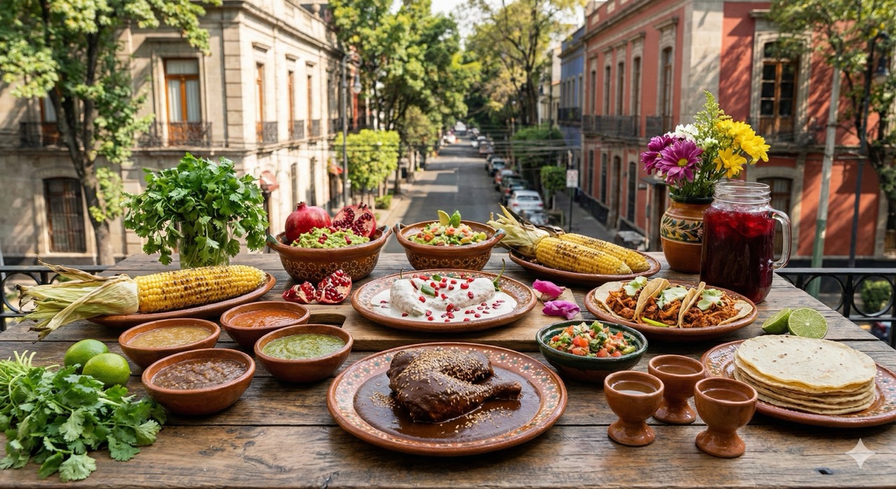 Beautiful image of a typical Mexican food spread